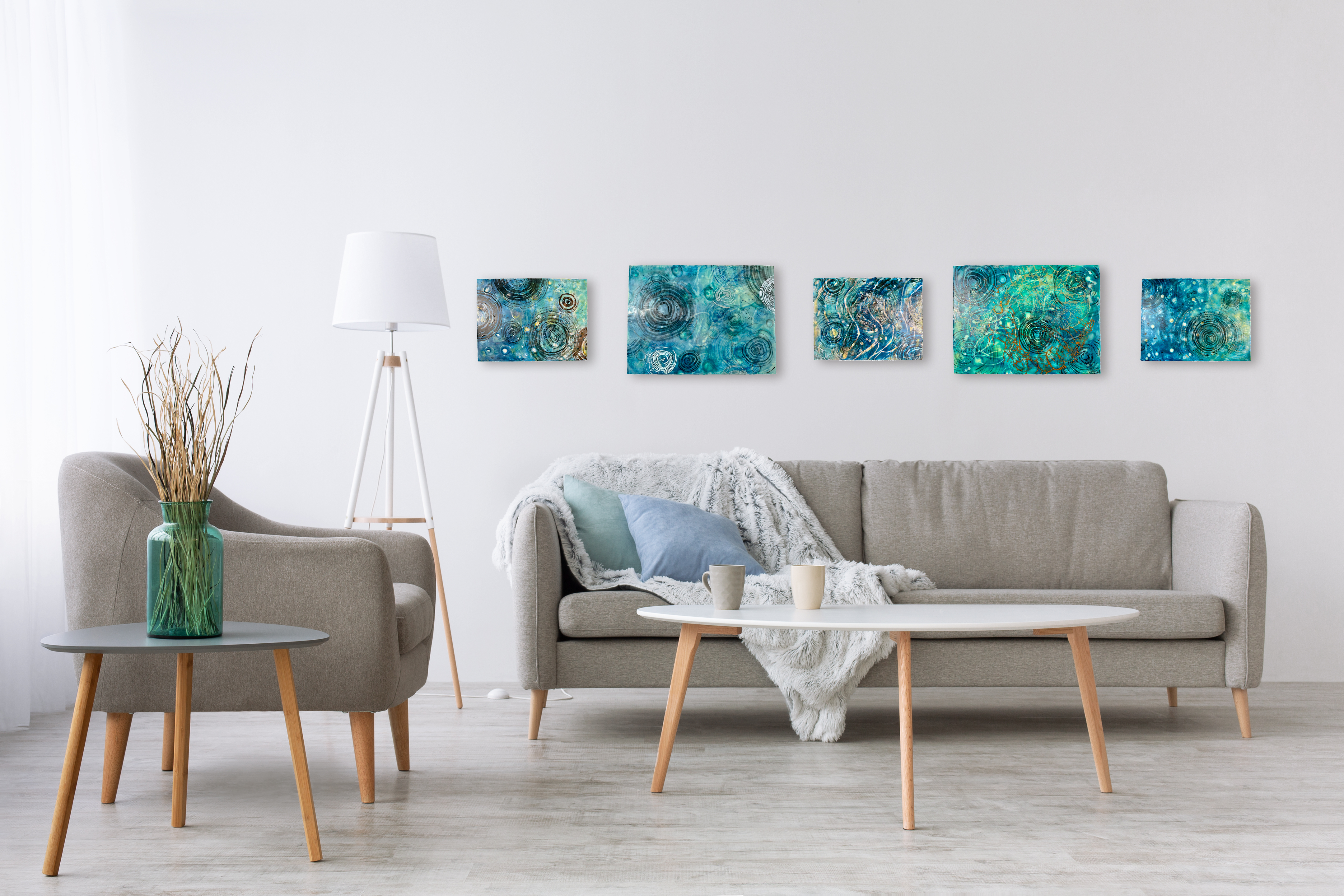 mock up of home space with painting on the wall